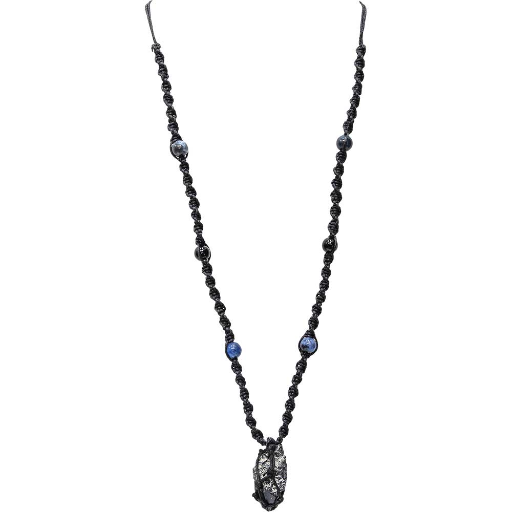 Necklace hippie beads - rough point black tourmaline