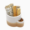 Ceramic Burner w/ Match Slot - White & Brown