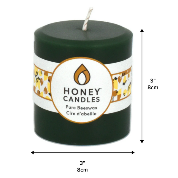 Beeswax Pillar Candle - 3x3 - FOREST GREEN