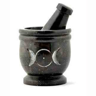 Triple Moon Carved Soapstone Mortar & Pestle