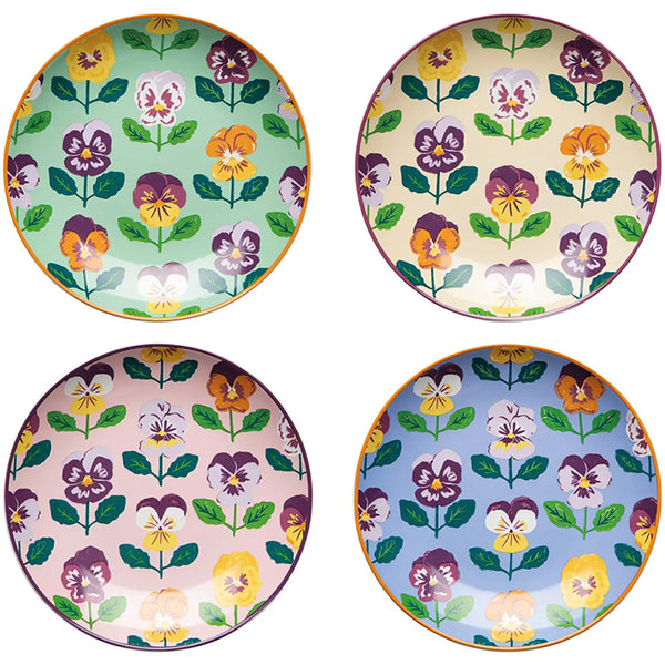 Pansy Appetizer Plates Set of 4 Assorted