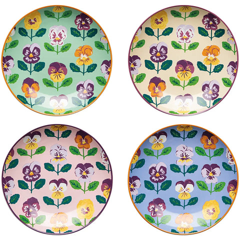 Pansy Appetizer Plates Set of 4 Assorted