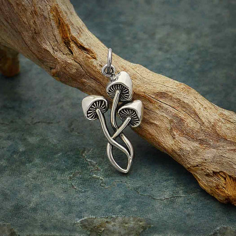 Pendant 3 mushroom sterling silver