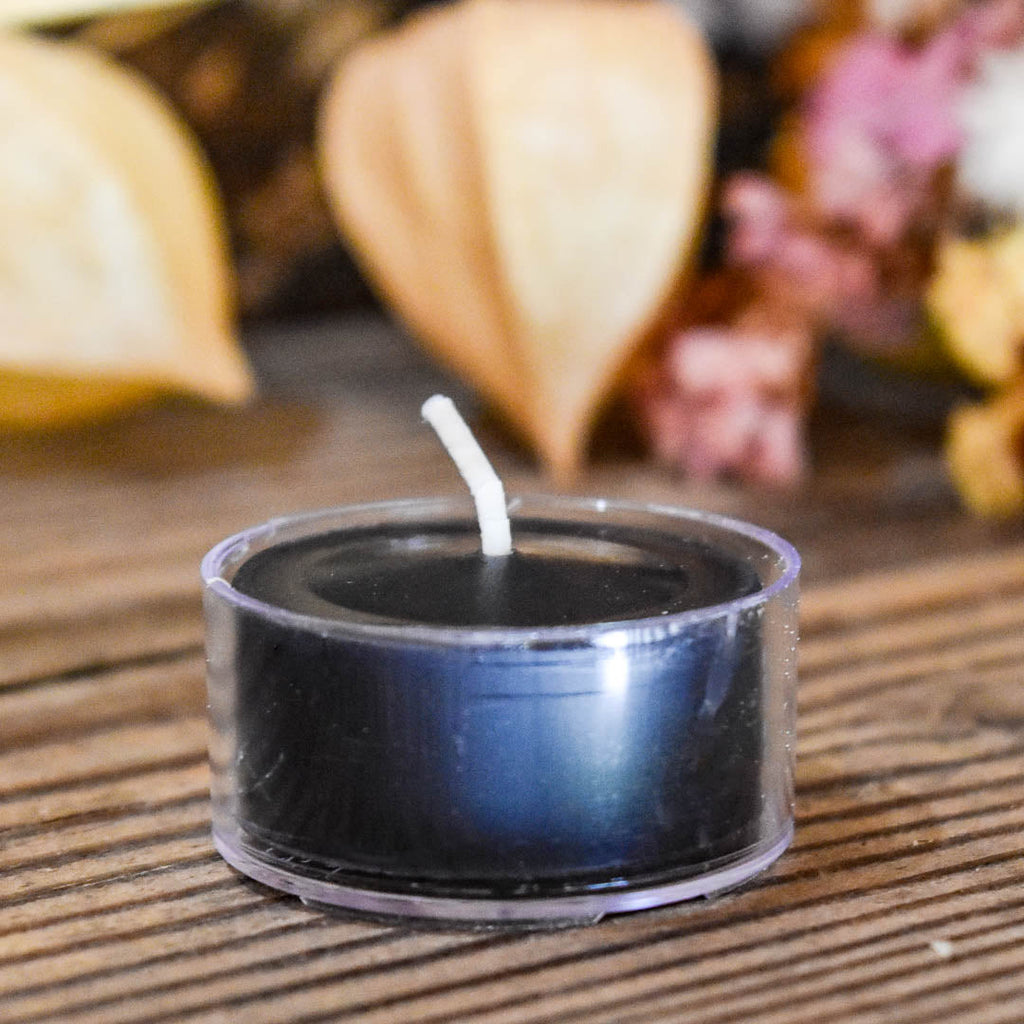Beeswax Tealight - Black, clear cup - SEASONAL