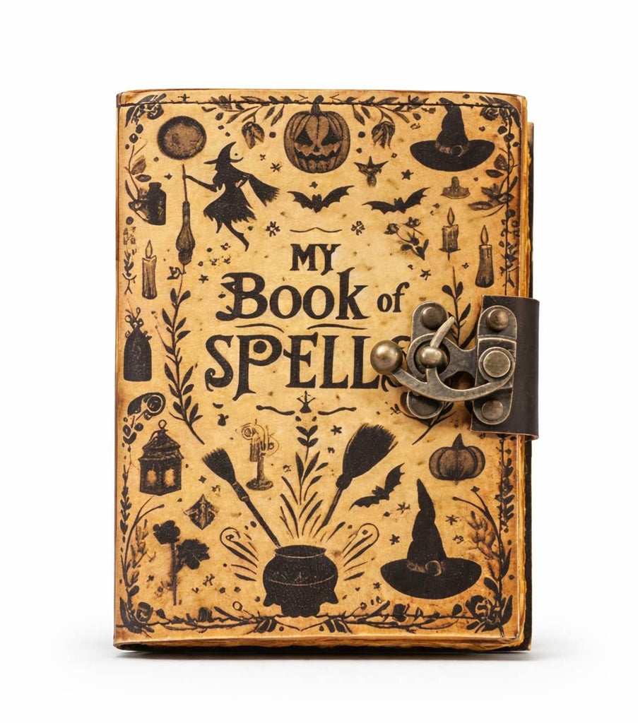 Handmade Leather Journal Blank Book of Spells