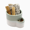 Ceramic Burner w/ Match Slot - White & Green