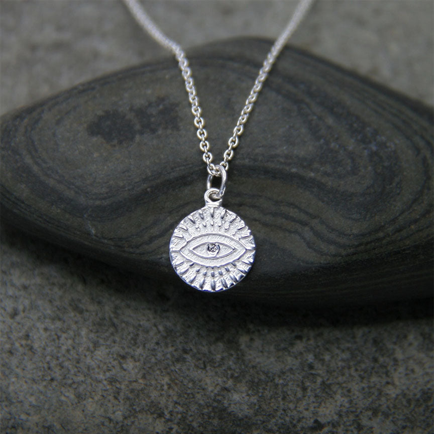 Necklace carded evil eye sterling silver