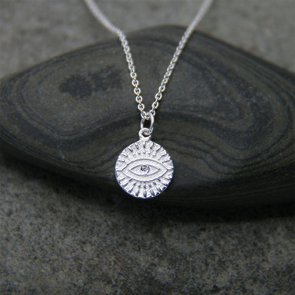 Necklace carded evil eye sterling silver