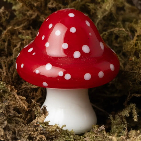 Glass Red & White Toadstool Ornament in Gift Box