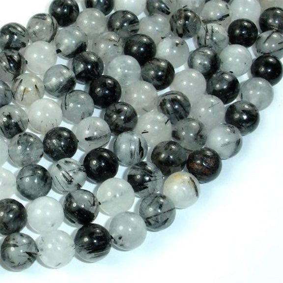 Beads 8mm Tourmalinated Quartz