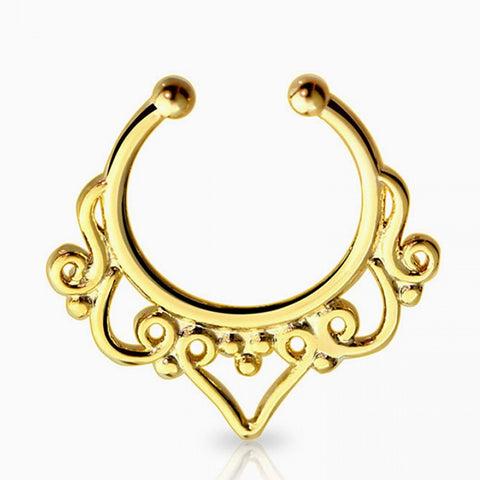 Fake Septum Hanger Goddess Filigree - gold