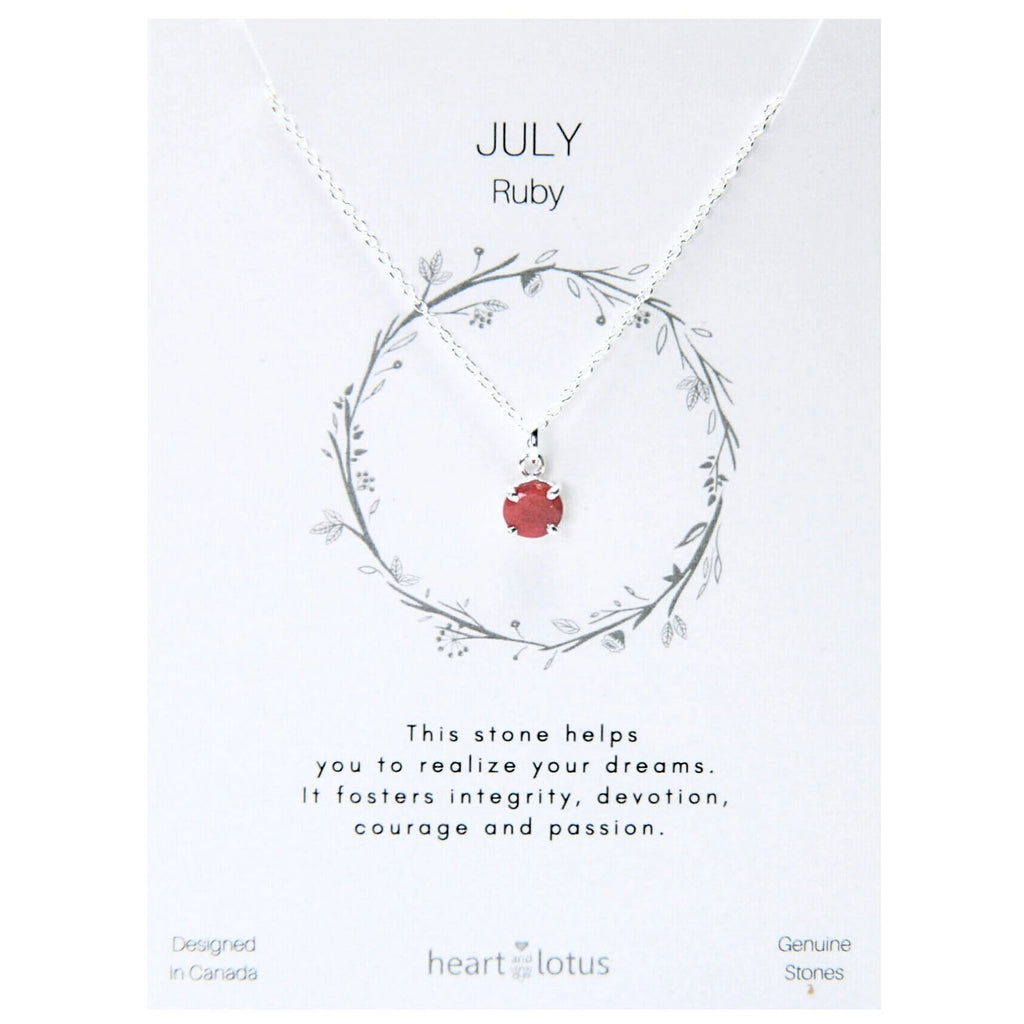 Birthstone necklace claw setting JULY sterling silver
