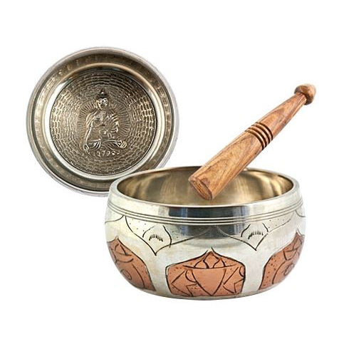 Silver, White & Copper Singing Bowl 4in