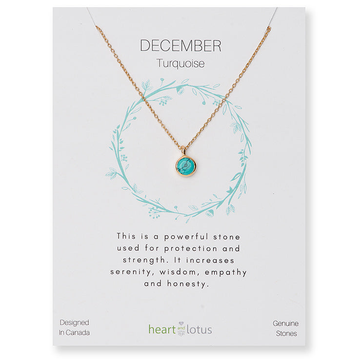 Birthstone Necklace Rose Gold December Turquoise