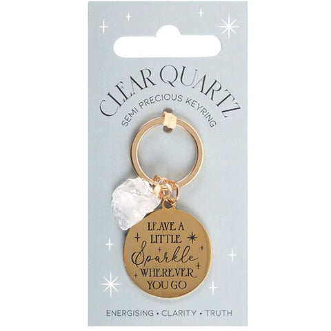 Gold Crystal Key Chain: Clear Quartz