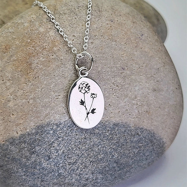 Birth Flower Necklace: February (Violet) sterling silver