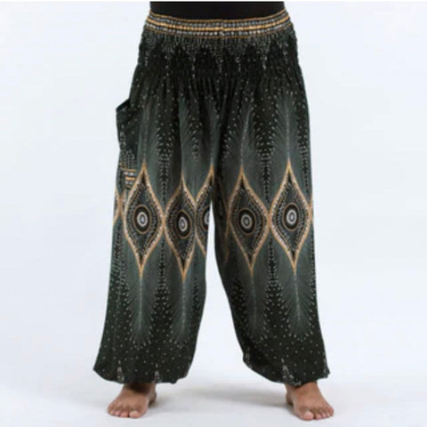 Harem Pant Green Peacock Unisex - Plus Size