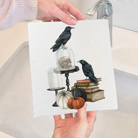 Dish Cloth Black Crow Pumpkins