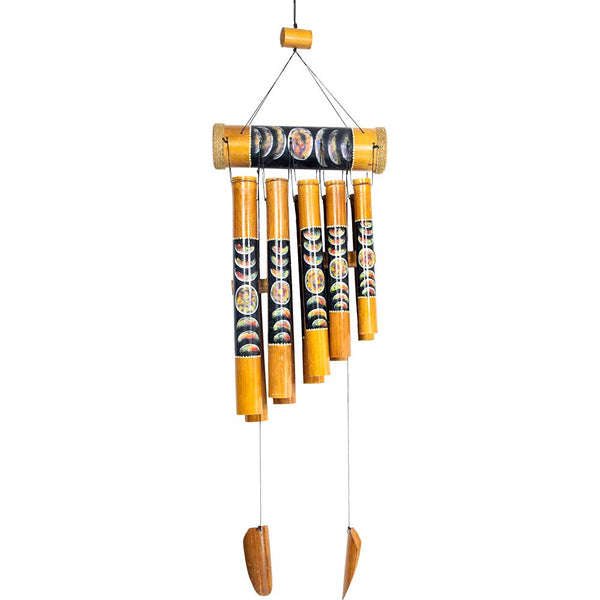 Bamboo Windchime - Painted Moon Phases