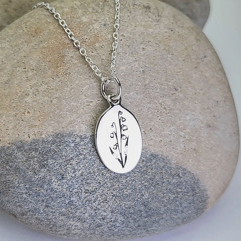 Birth Flower Necklace: May (Lily) sterling silver