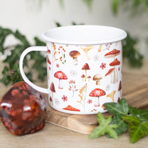 All Over Toadstool Mushroom Print Enamel Style
