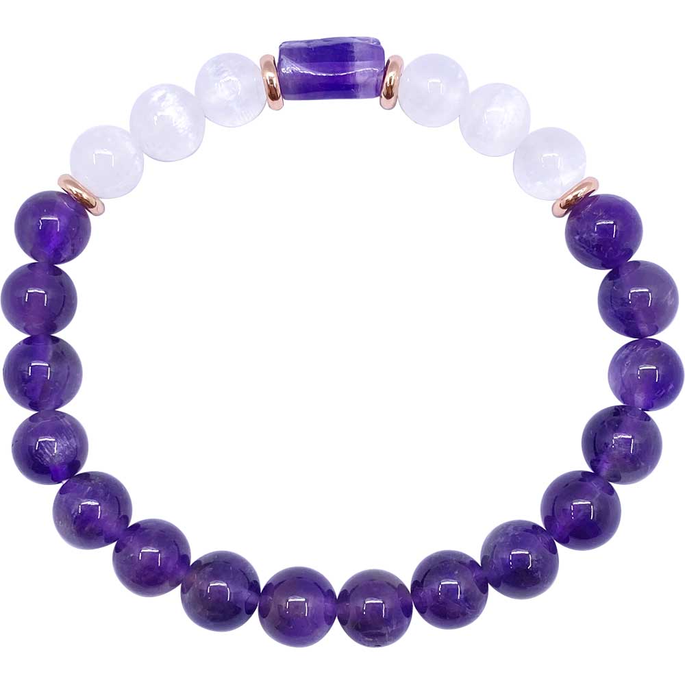 Bracelet 8mm - Amethyst/ Selenite