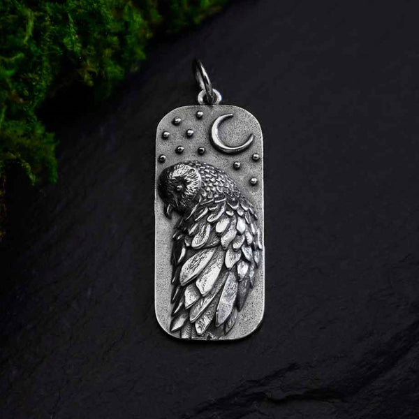 Pendant Barn Owl Moon Sterling Silver