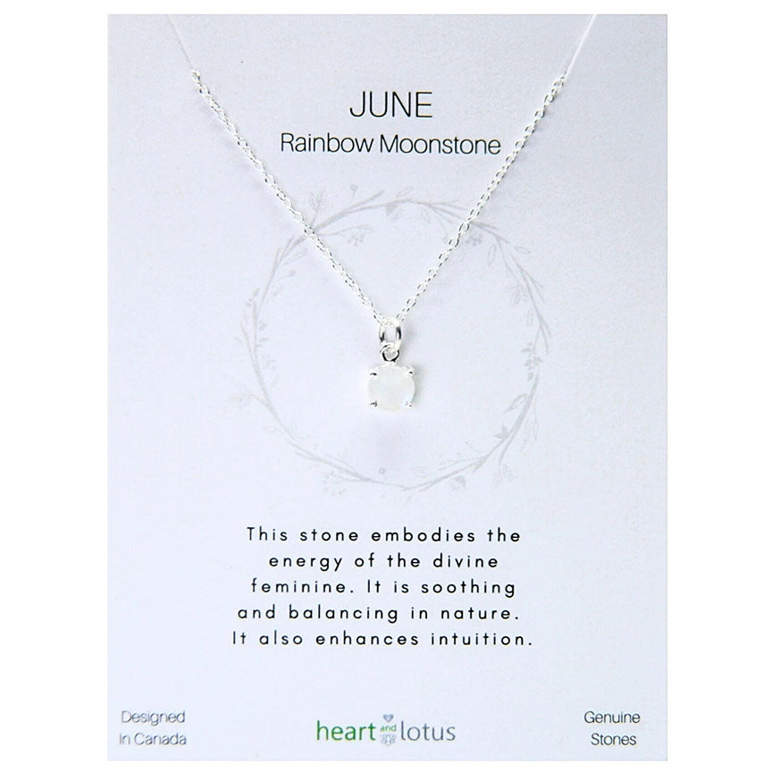 Birthstone necklace claw setting JUNE sterling silver