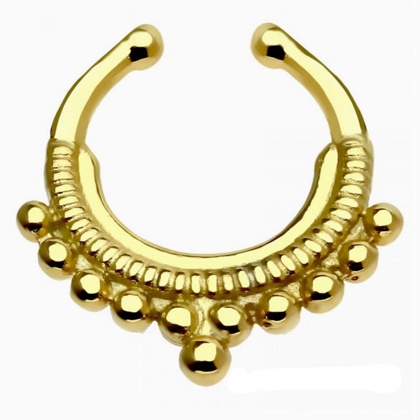 Fake Septum Hanger Multi Bead - Gold