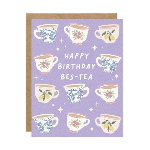 Happy Birthday Bes-Tea - Vintage Tea Cup Card