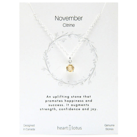 Birthstone necklace claw setting NOVEMBER sterling silver