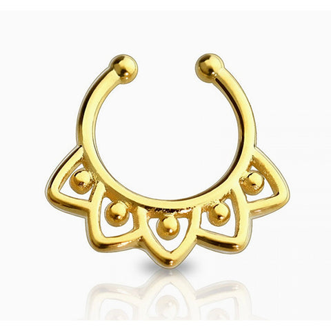 Fake Septum Hanger Leaf Petal - gold