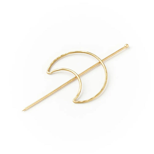 Crescent Moon Hair Slide with Stick - Gold