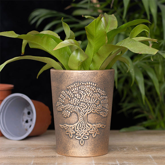 Terracotta Plant Pot Tree of Life Bronze By Lisa Parker