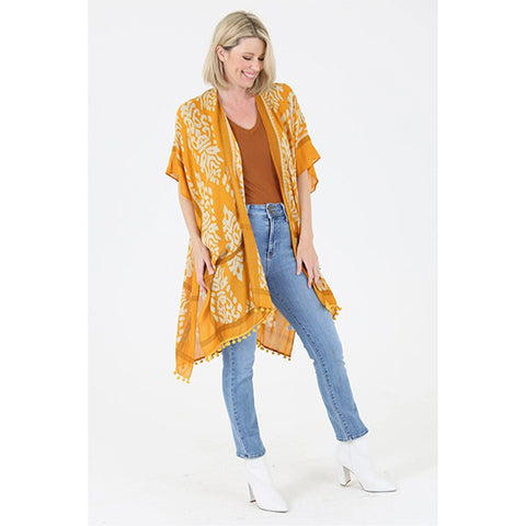 Kimono with Pom Pom Trim