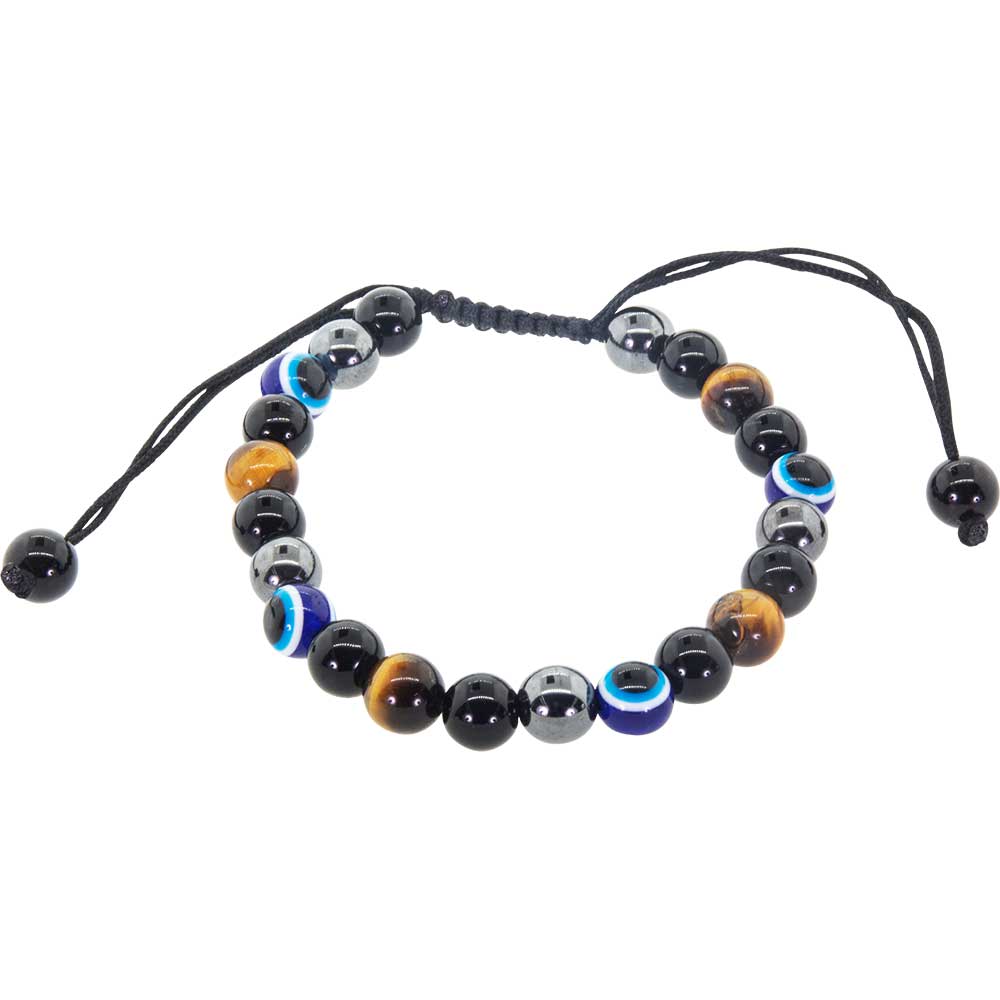 Bracelet adjustable evil eye & tiger eye