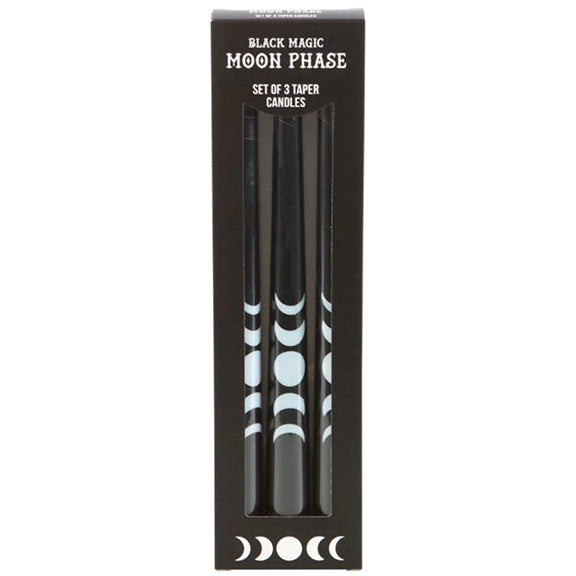 Taper Candles: Moon Phases Black