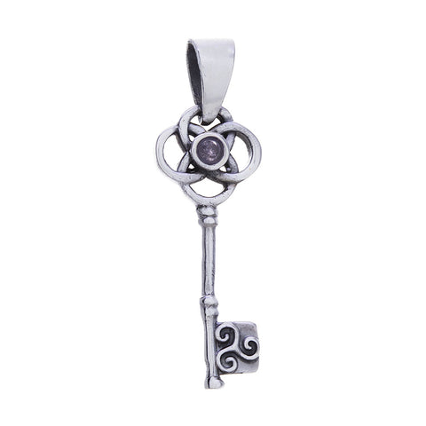 Pendant key w/amethyst sterling silver