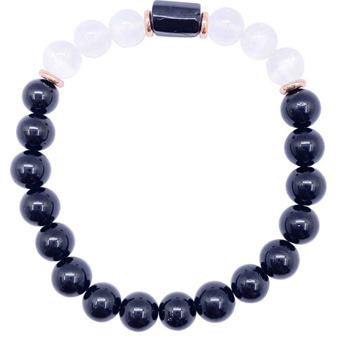 Bracelet 8mm - Black Tourmaline/ Selenite