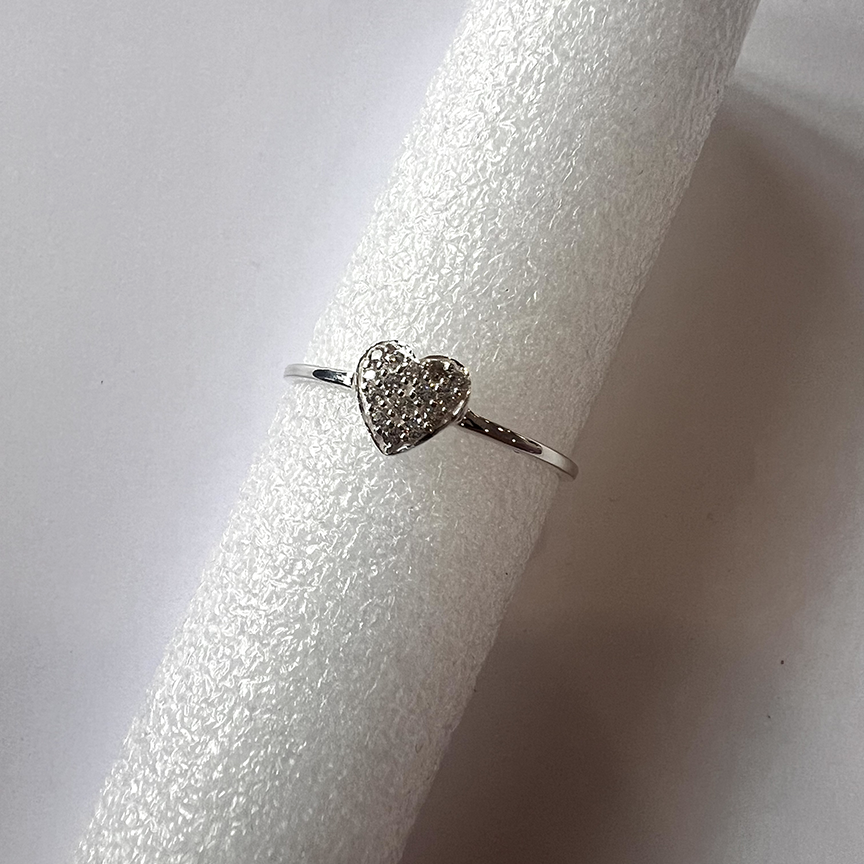 Ring heart cubic zirconia sterling silver