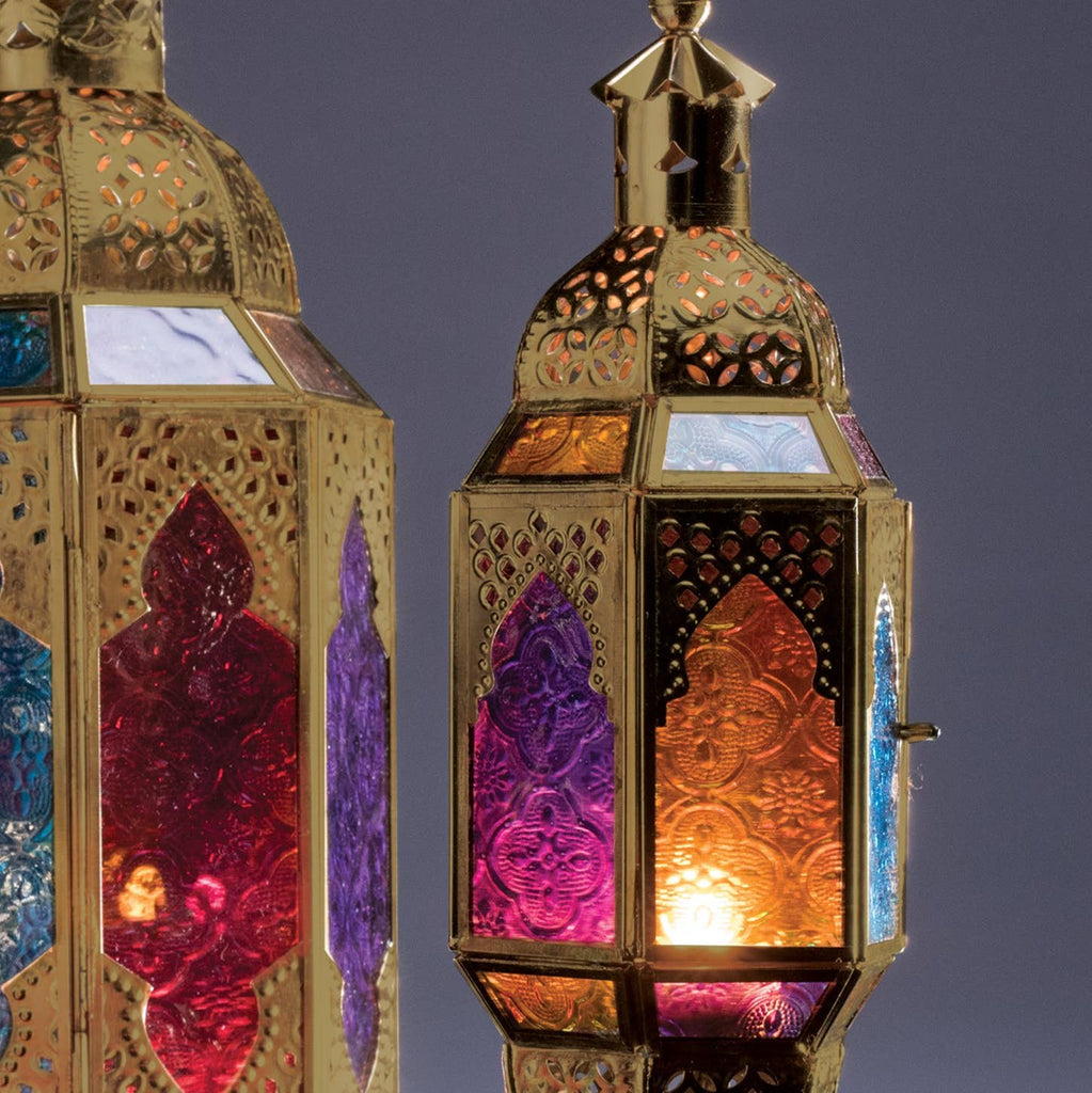 Gold Finish Hanging Multi Glass Lantern
