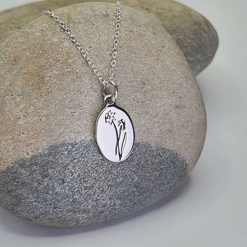 Birth Flower Necklace: March (Daffodil) sterling silver