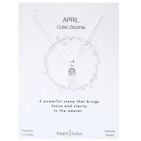 Birthstone necklace claw setting APRIL sterling silver