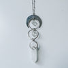 Necklace quartz point with crescent moon - stainless steel