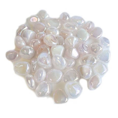 Rainbow aura rose quartz tumbled (1 stone)