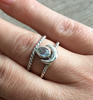 Ring moonstone crescent braided band