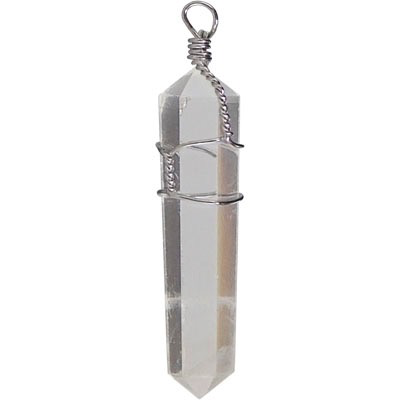 Pendant wire wrapped quartz point