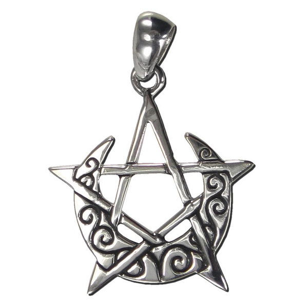 Pendant Crescent Moon Pentacle Small