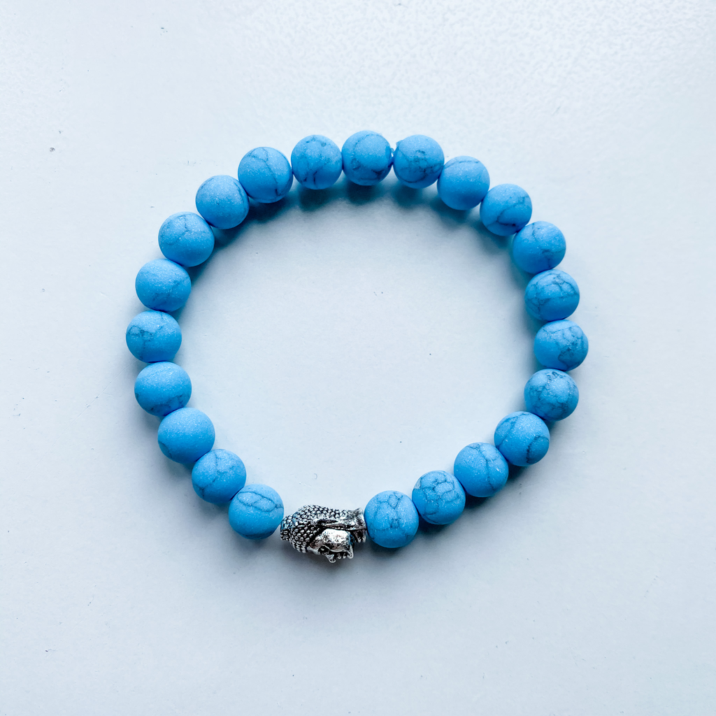 Bracelet 8mm matte dyed howlite w/Buddha bead