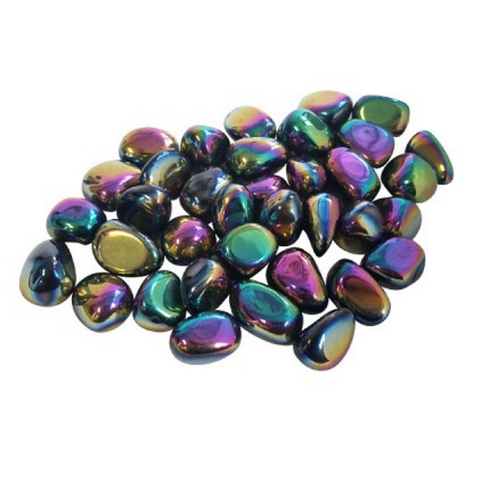 Rainbow Aura Black Obsidian Tumbled (1 stone)